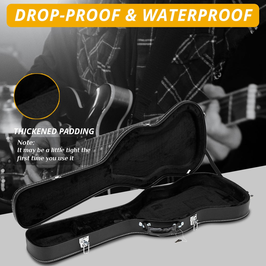 41 Inch Acoustic Guitar Hard Case with Lock Latch, Black Y416408