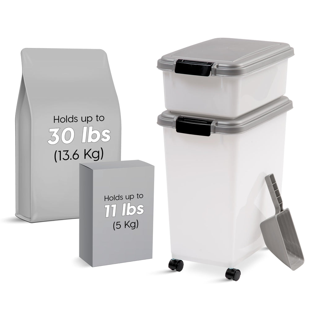 Dog Food Storage Container, Up to 30+11 lbs, Gray C30281