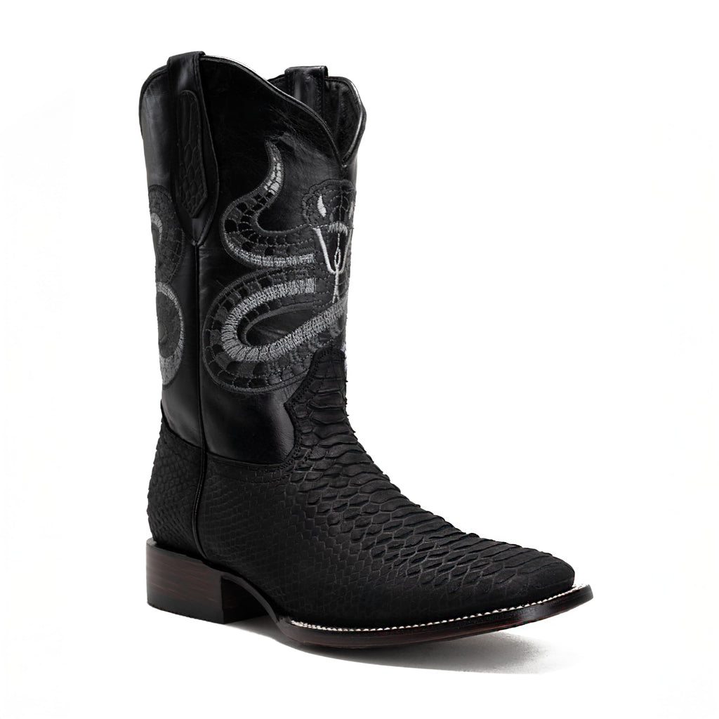 Python Leather Print Western Boots Q357