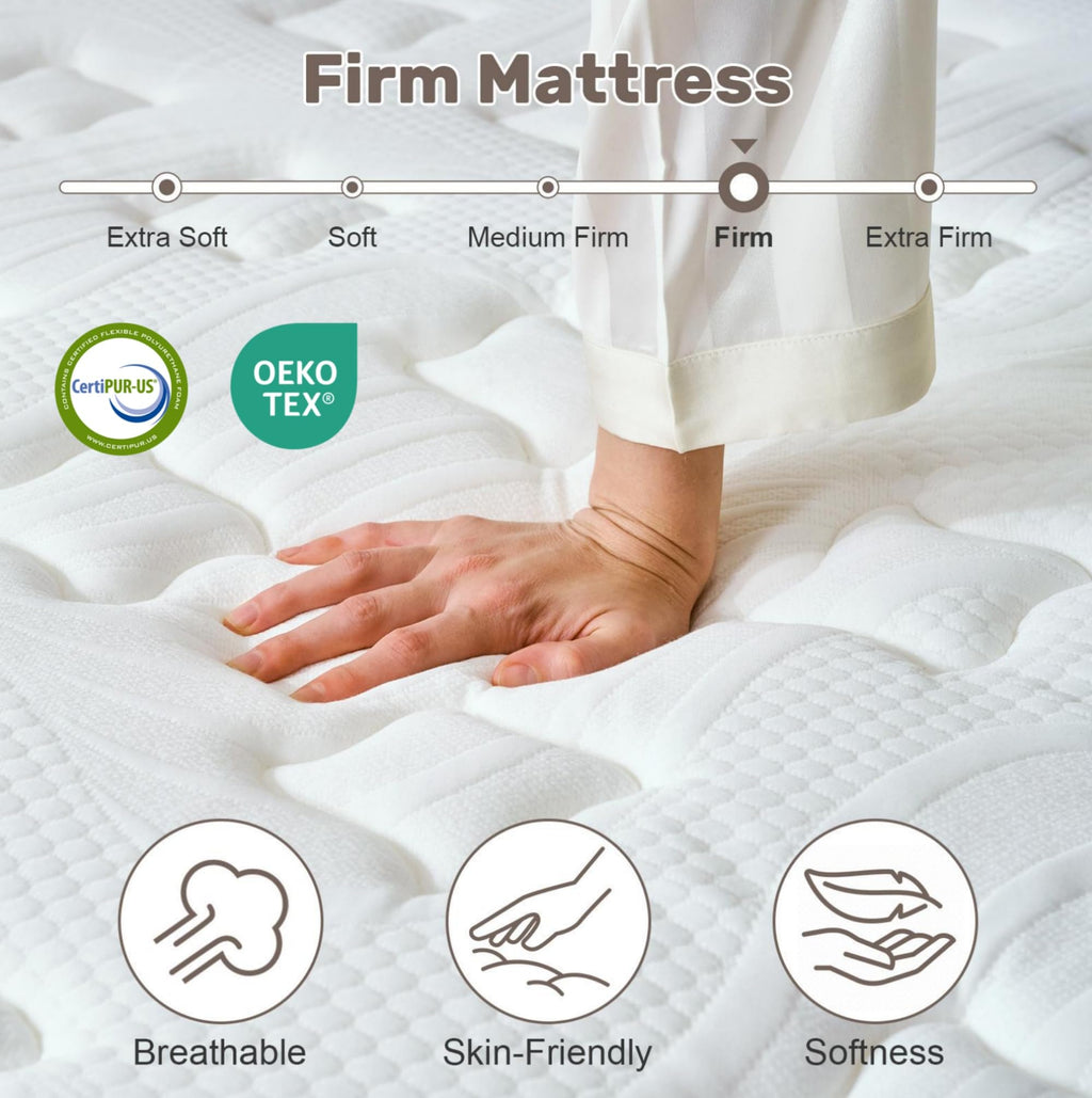 Full Size 12 Inch Firm Hybrid Memory Foam Mattress in a Box T4259