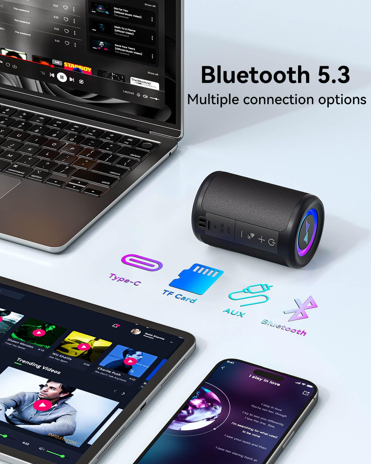 Portable Bluetooth Speaker with Lights P9686