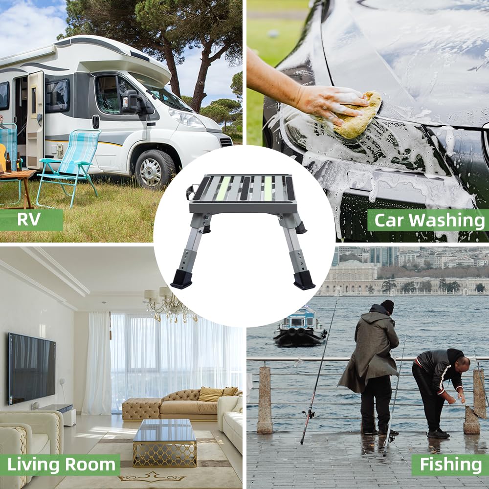 Adjustable Aluminum Folding Non-Slip RV Step Stool I2823