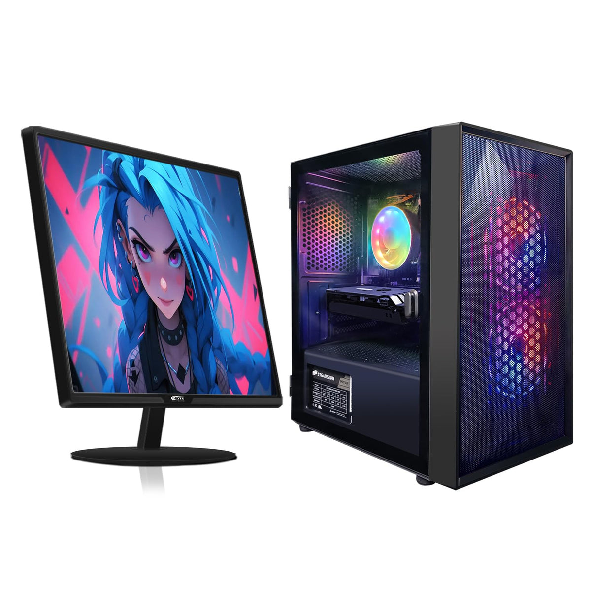 Gaming PC Bundle with 24 Inch FHD LED Monitor, GeForce RTX 2060 6G, Intel Core I5, 16G RAM, 512G SSD U793340