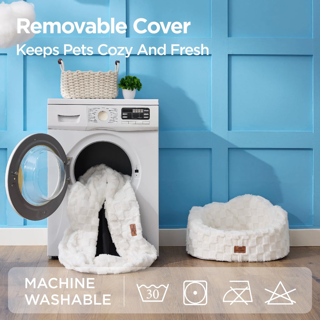 Washable Dog Bed with Orthopedic Foam White N69273