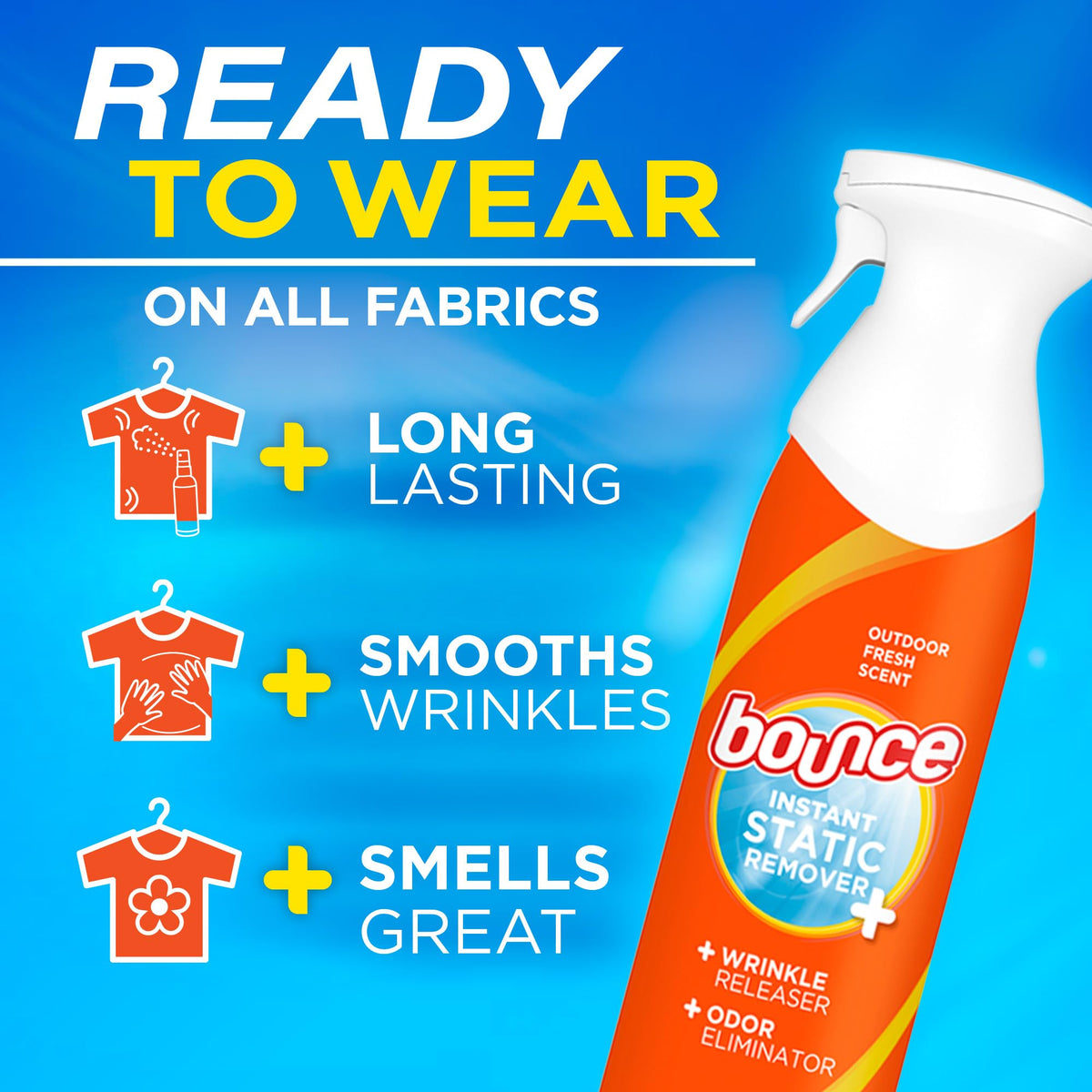 Anti Static Spray, 3 in 1 Wrinkle Release Fabric Refresher Spray 9.7 Fl Oz Z34830