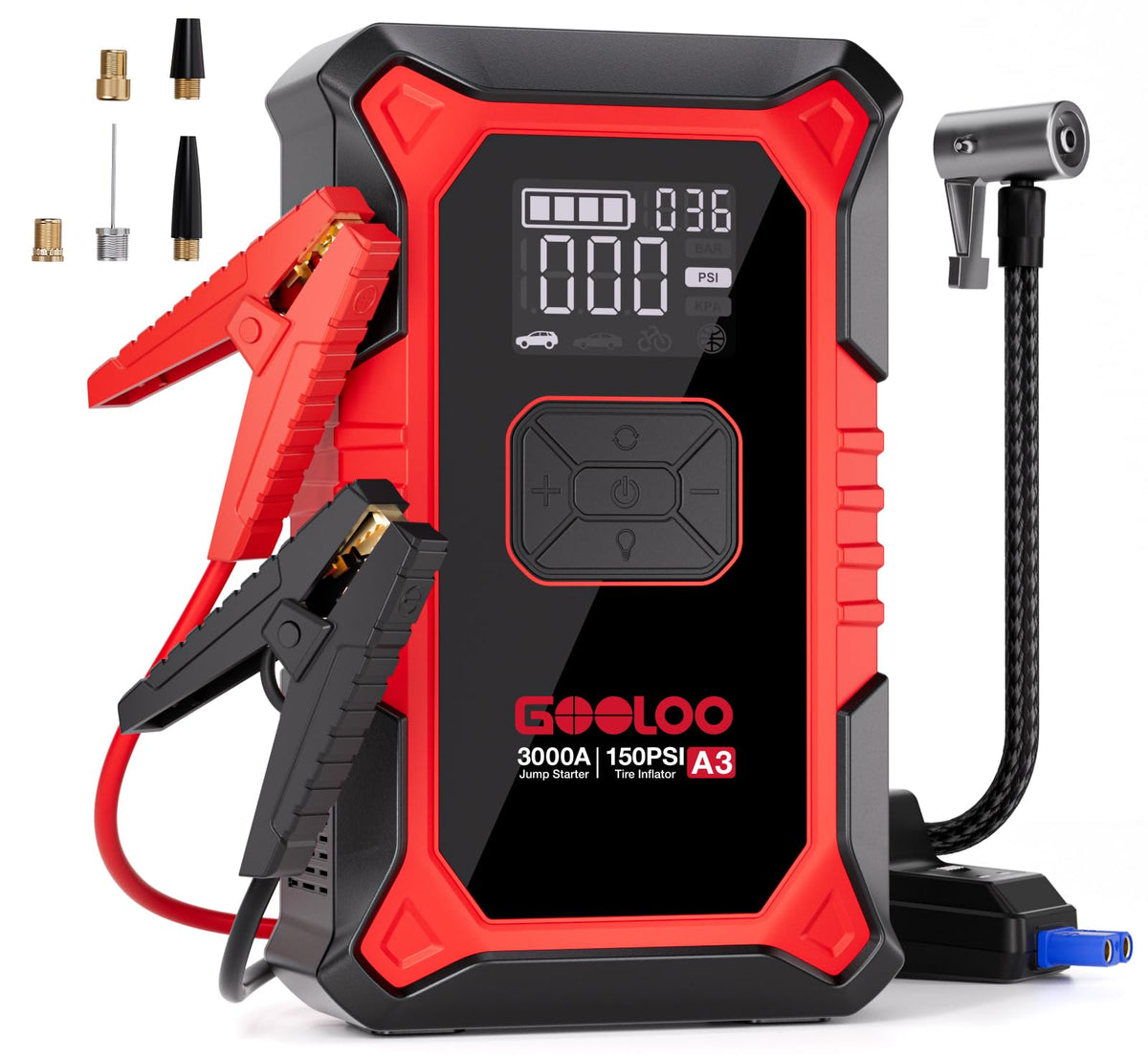 12V 3000A Portable Jump Starter with Air Compressor E97750