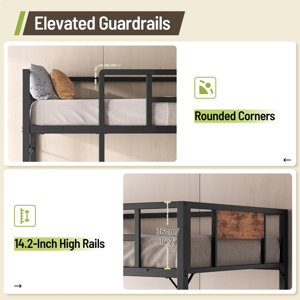 Twin Size Metal Loft Bed with L-Shaped Desk, 3 Storage Drawers, LED Light & Ladder Z277