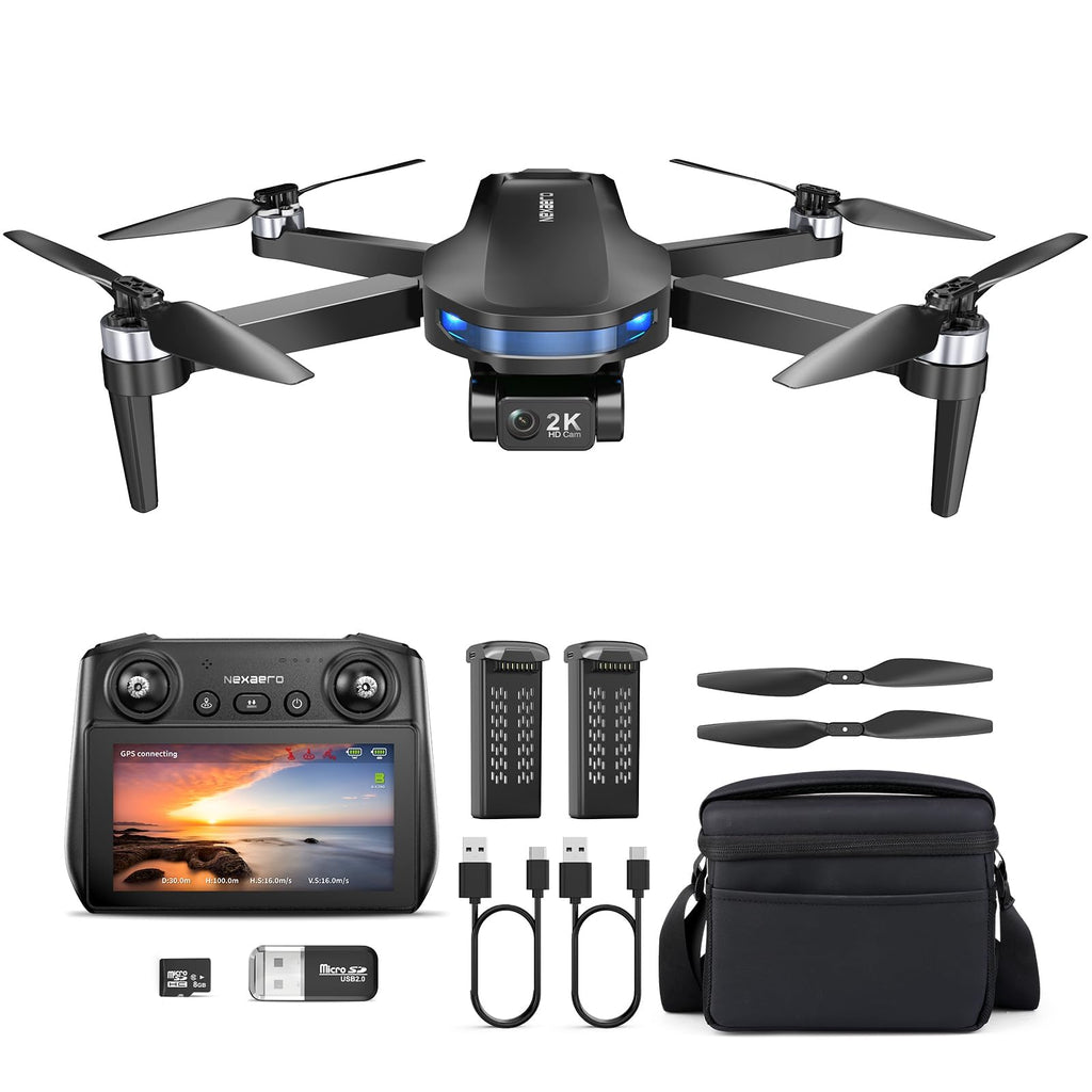 GPS Drone with EIS 2K Camera, 7.22 inch Screen, 64 Mins Flight, Foldable RC Drone H5772