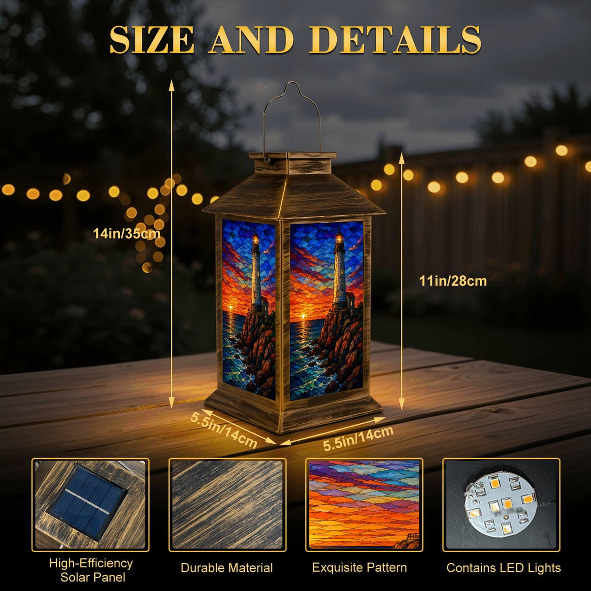 Waterproof Mosaic LED Solar Lantern Y731043