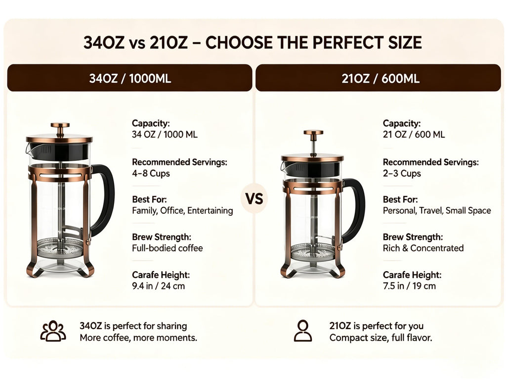 21oz Stainless Steel Glass French Press A976