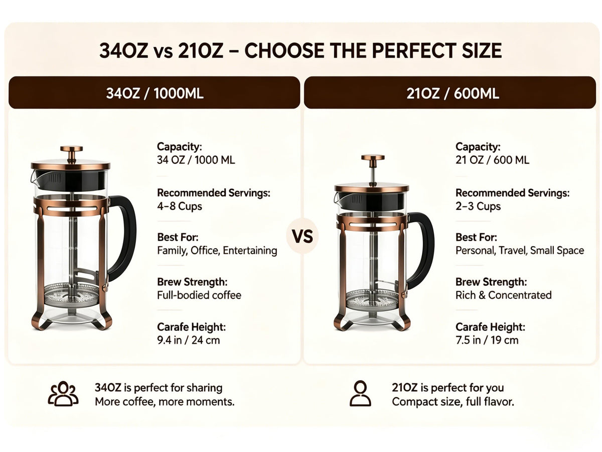 21oz Stainless Steel Glass French Press A976