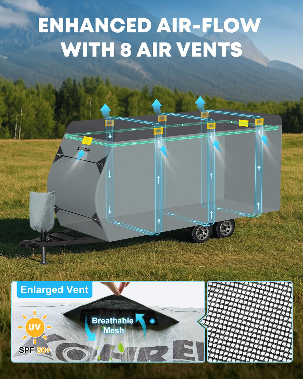 22-24 ft Travel Trailer Cover with 8 Vents P600464