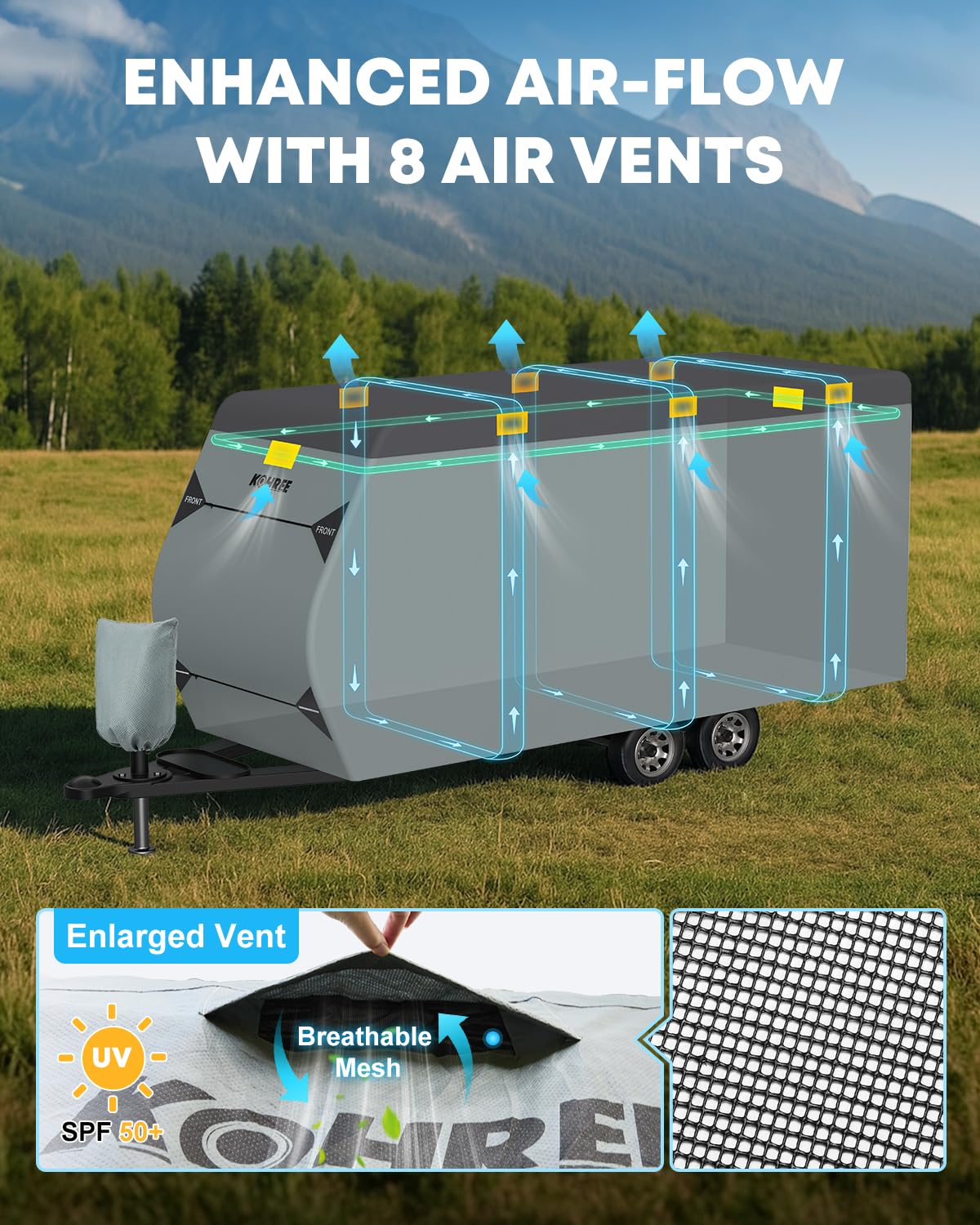 22-24 ft Travel Trailer Cover with 8 Vents P600464