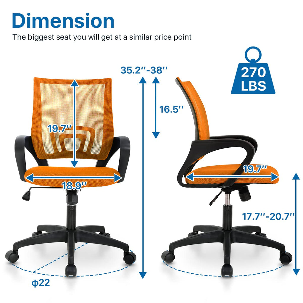 Orange Ergonomic Mid Back Mesh Office Chair X408450