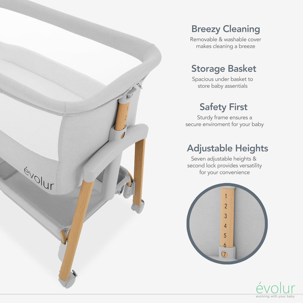 Portable Bassinet with Wheels and Storage Basket I732