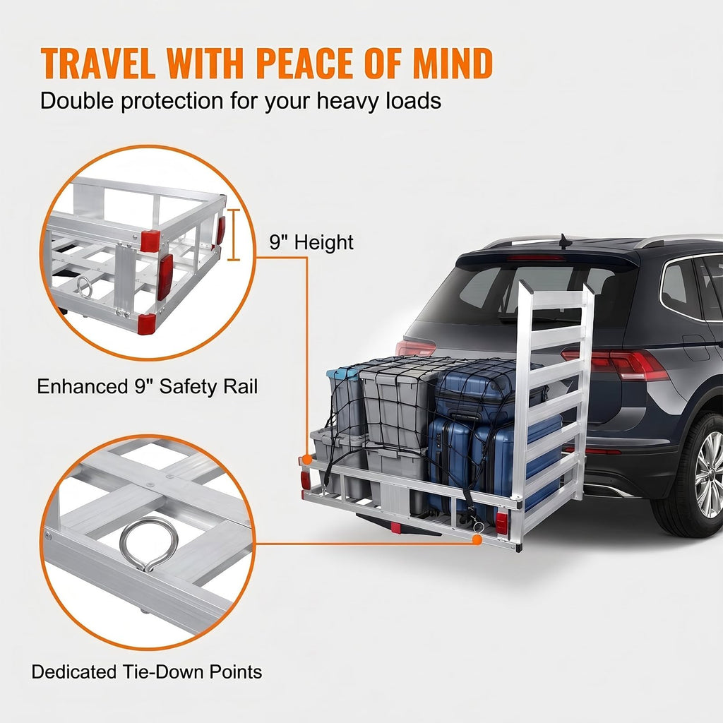 Aluminum Hitch Cargo Carrier with 27.5 in Folding Ramp D9574