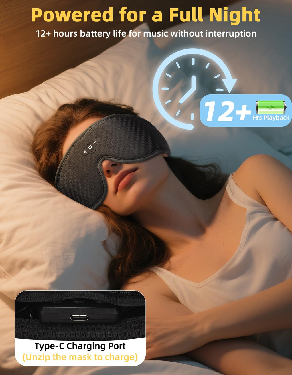 Adjustable Sleep Mask with Bluetooth Headphones K38275