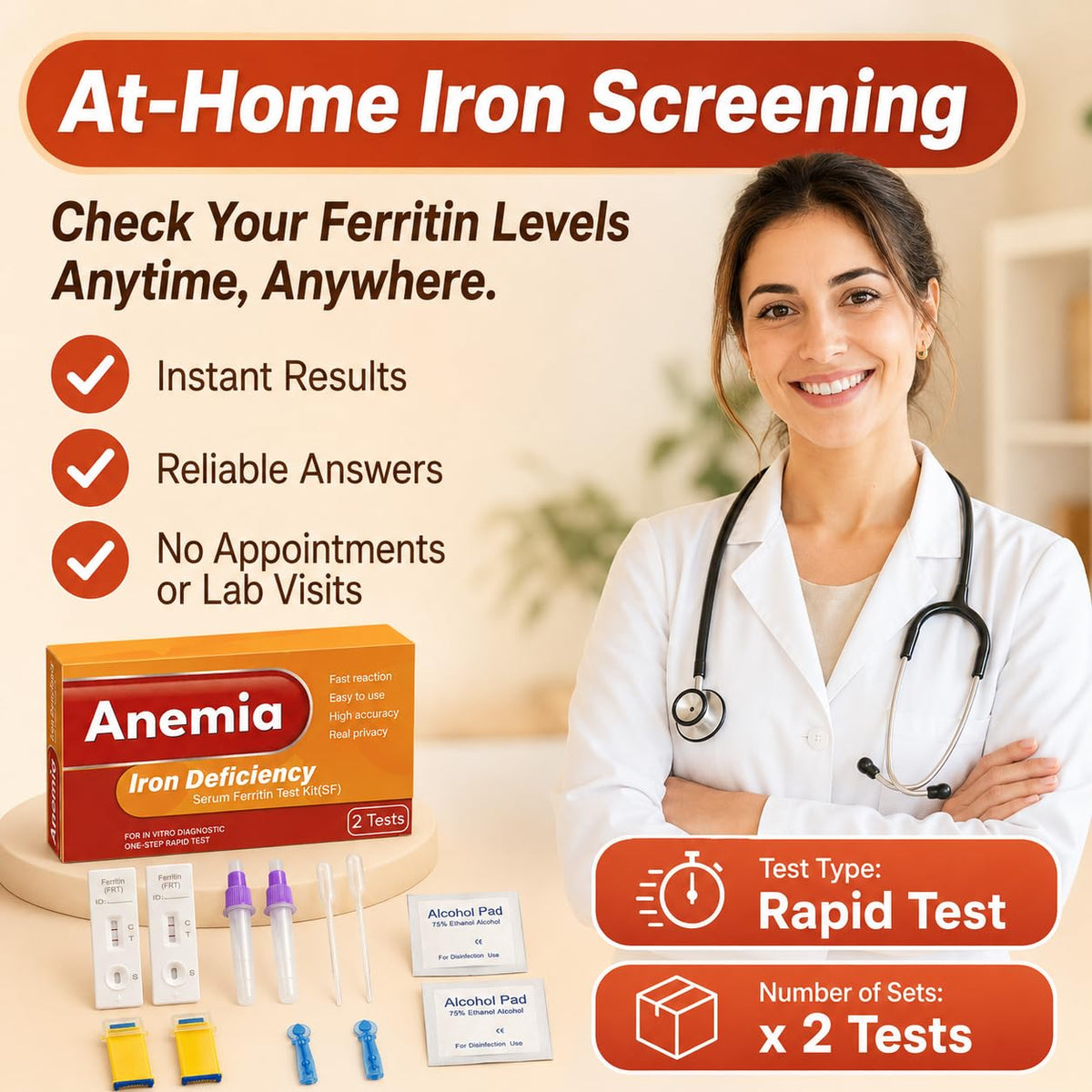 Iron Deficiency at Home Test Kit 2 Pack J9260