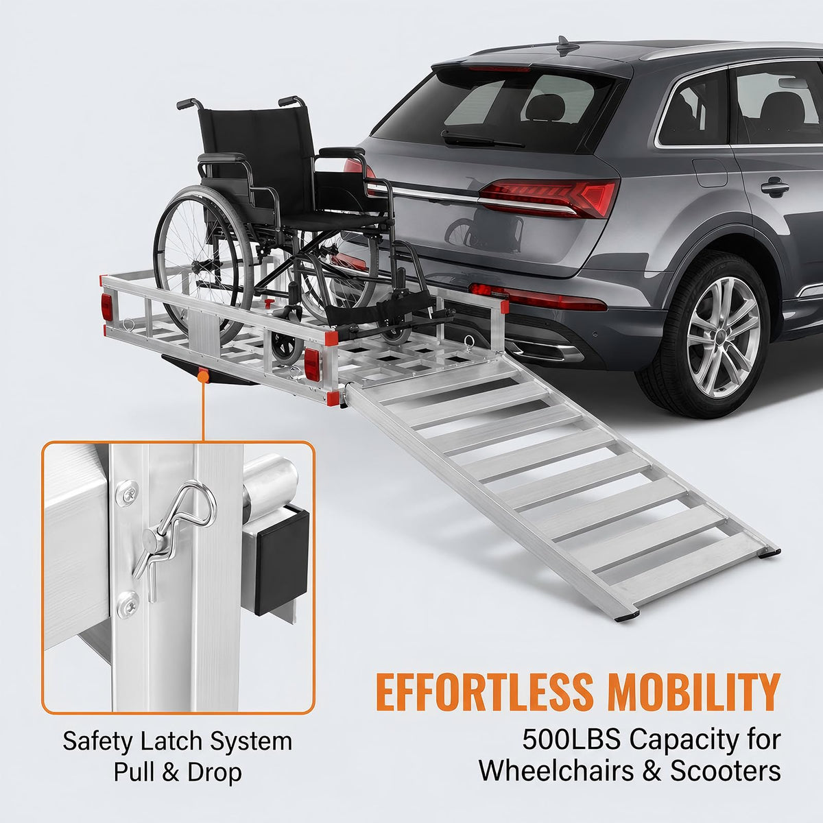 Aluminum Hitch Cargo Carrier with 27.5 in Folding Ramp D9574