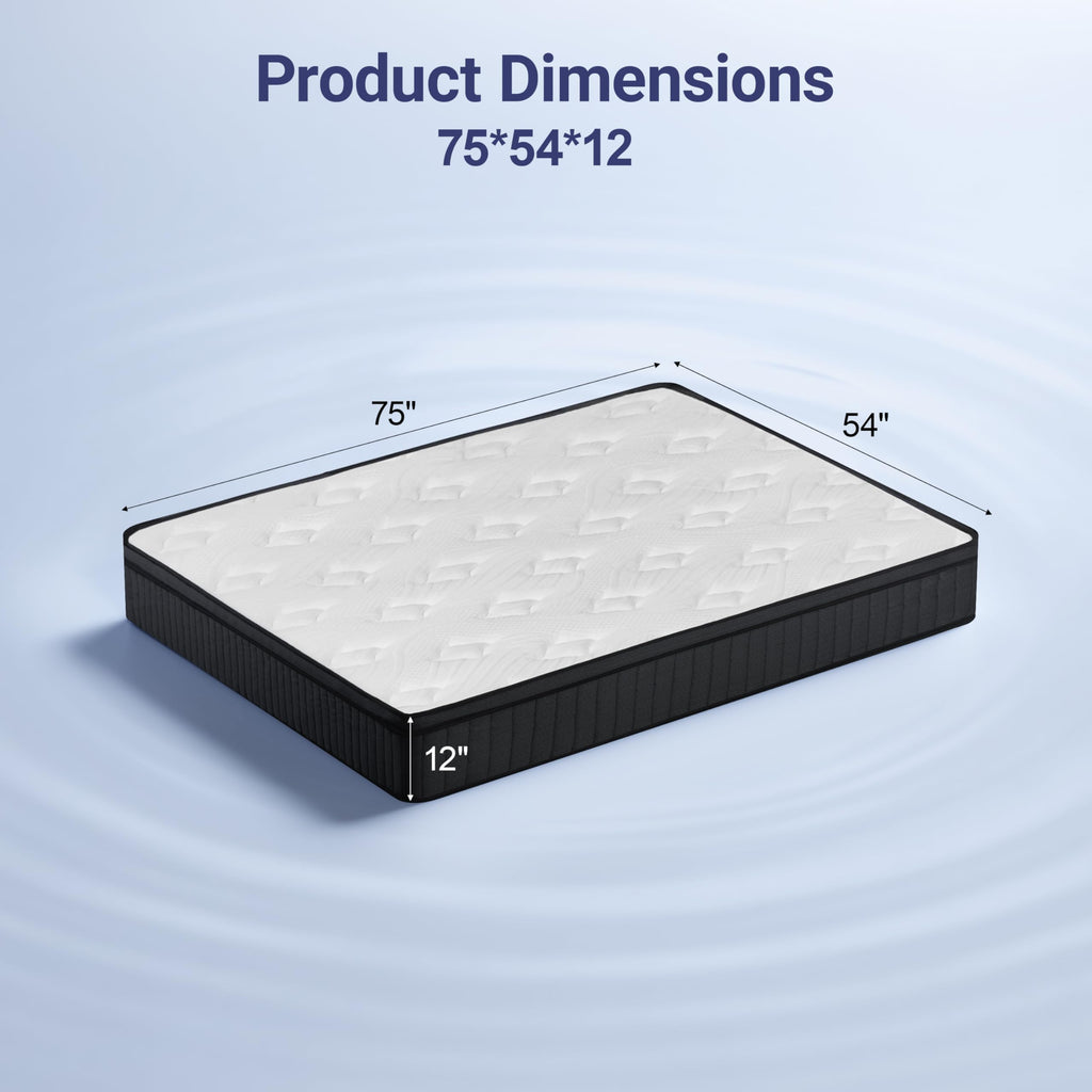 Full Size 12 Inch Firm Hybrid Memory Foam Mattress in a Box T4259