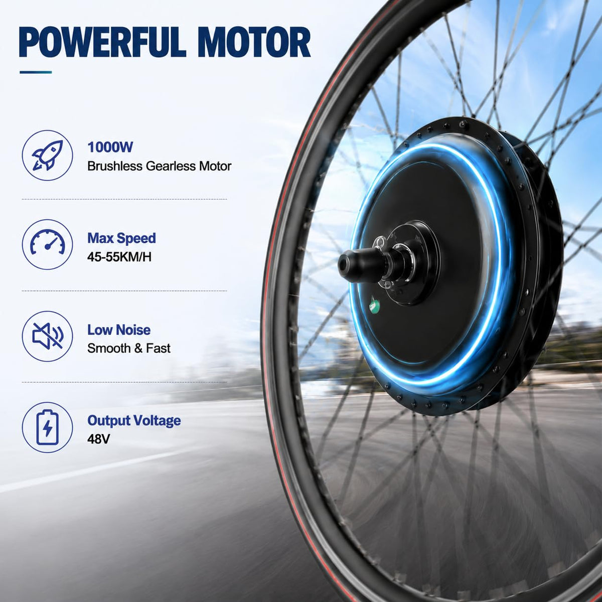 48V 1000W Brushless Front Wheel Electric Bike Conversion Kit B4126