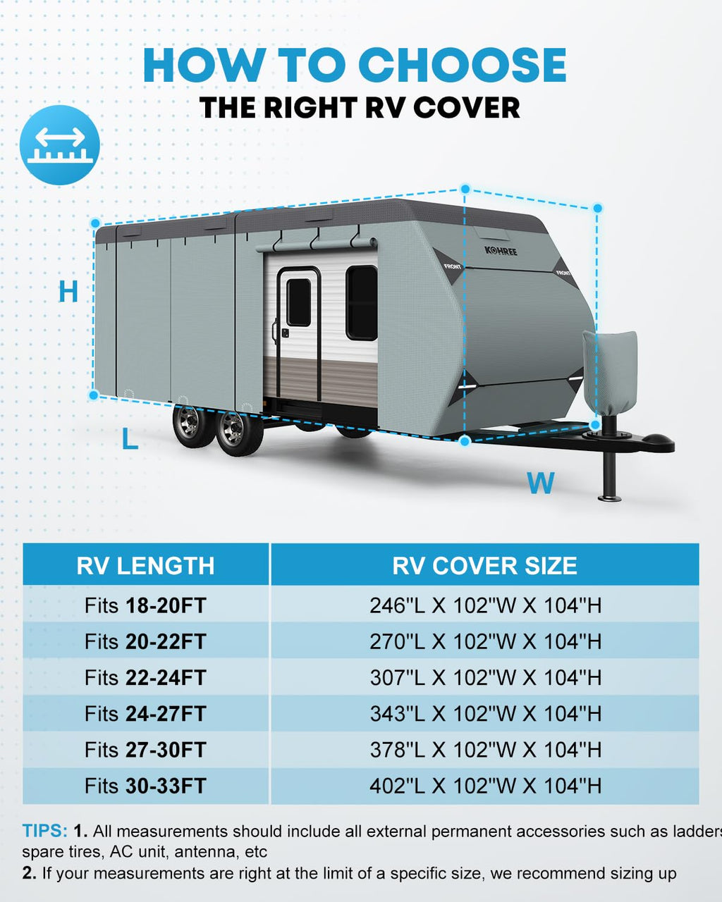 22-24 ft Travel Trailer Cover with 8 Vents P600464