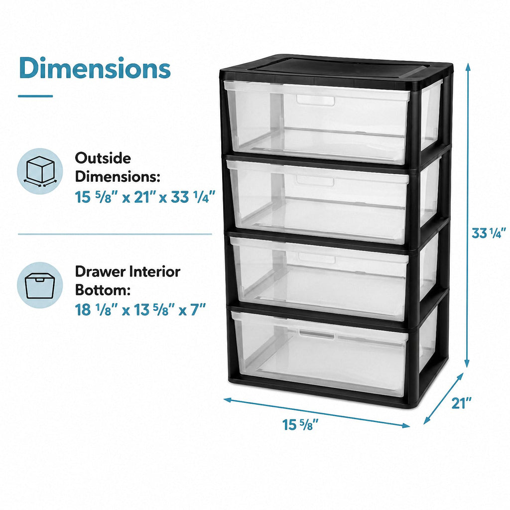 4 Drawer Plastic Storage Tower Organizer V354