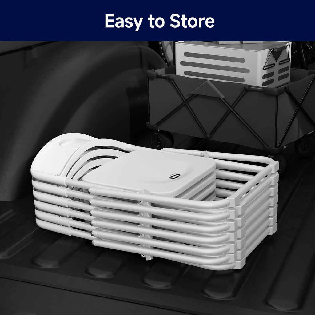 White Plastic Folding Chairs, 10 Pack Q529