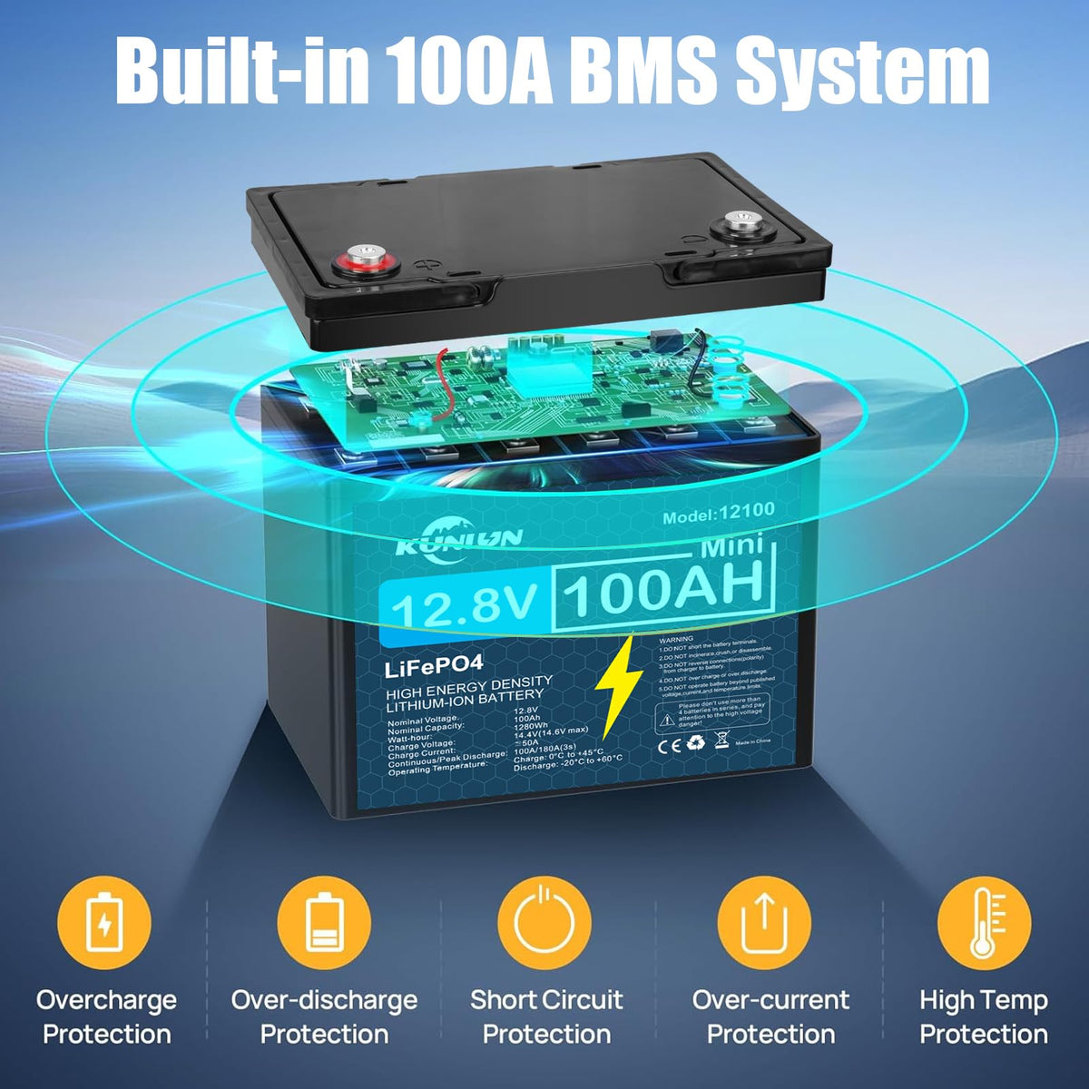 12V 100Ah LiFePO4 Battery D2538