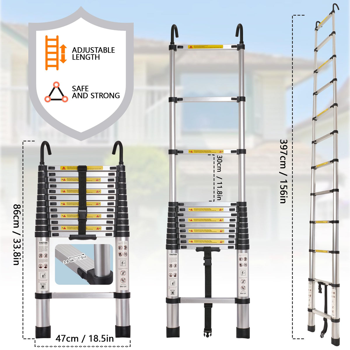 10.5FT Aluminum Telescoping Ladder J63170