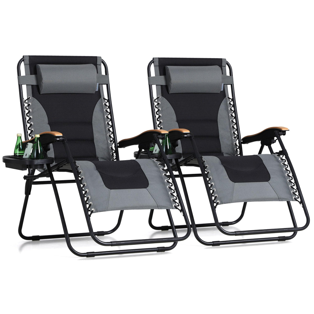 Grey Set of 2 Padded Zero Gravity Chair J30429