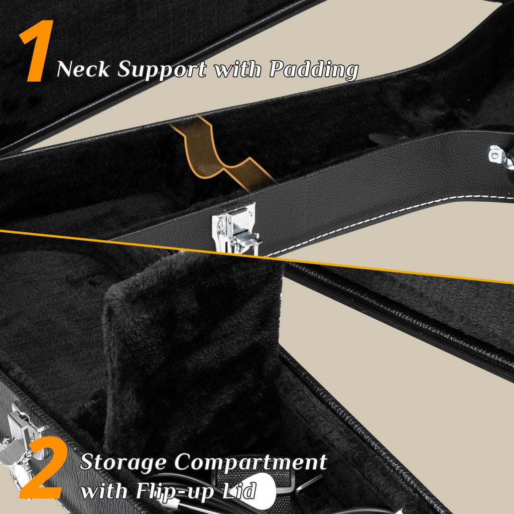 41 Inch Acoustic Guitar Hard Case with Lock Latch, Black Y416408