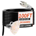 100 FT 16/3 Outdoor Extension Cord with Multiple Outlets Black E6832