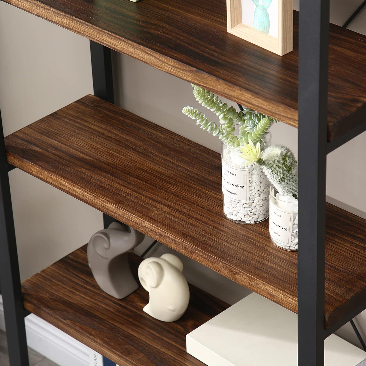 5 Tier Solid Wood Metal Bookcase C155