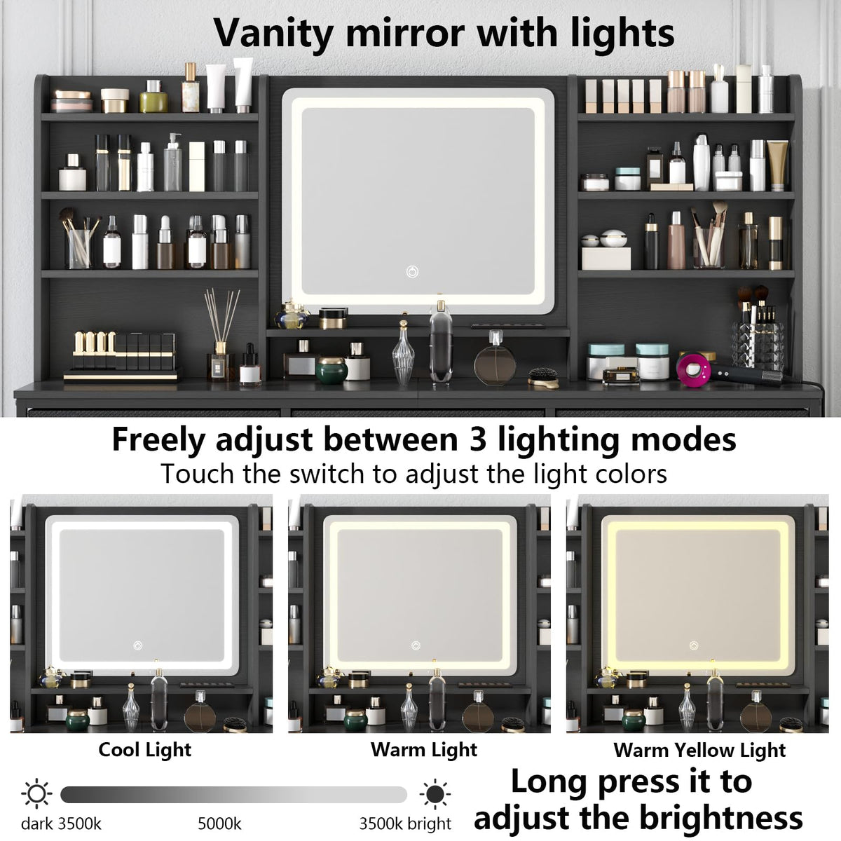9 Drawer Dresser with LED Mirror K609