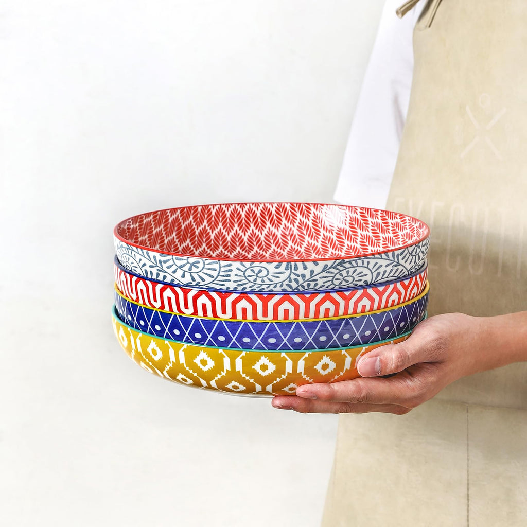 Ceramic Pasta Bowls Set of 4, 34 OZ A46893