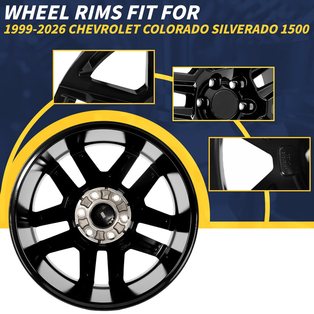 20" 20x9 Inch Gloss Black Aluminum Alloy Wheel Rim S635