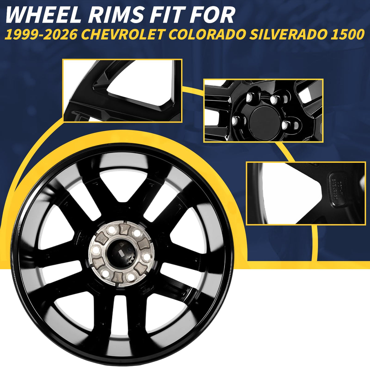 20" 20x9 Inch Gloss Black Aluminum Alloy Wheel Rim S635