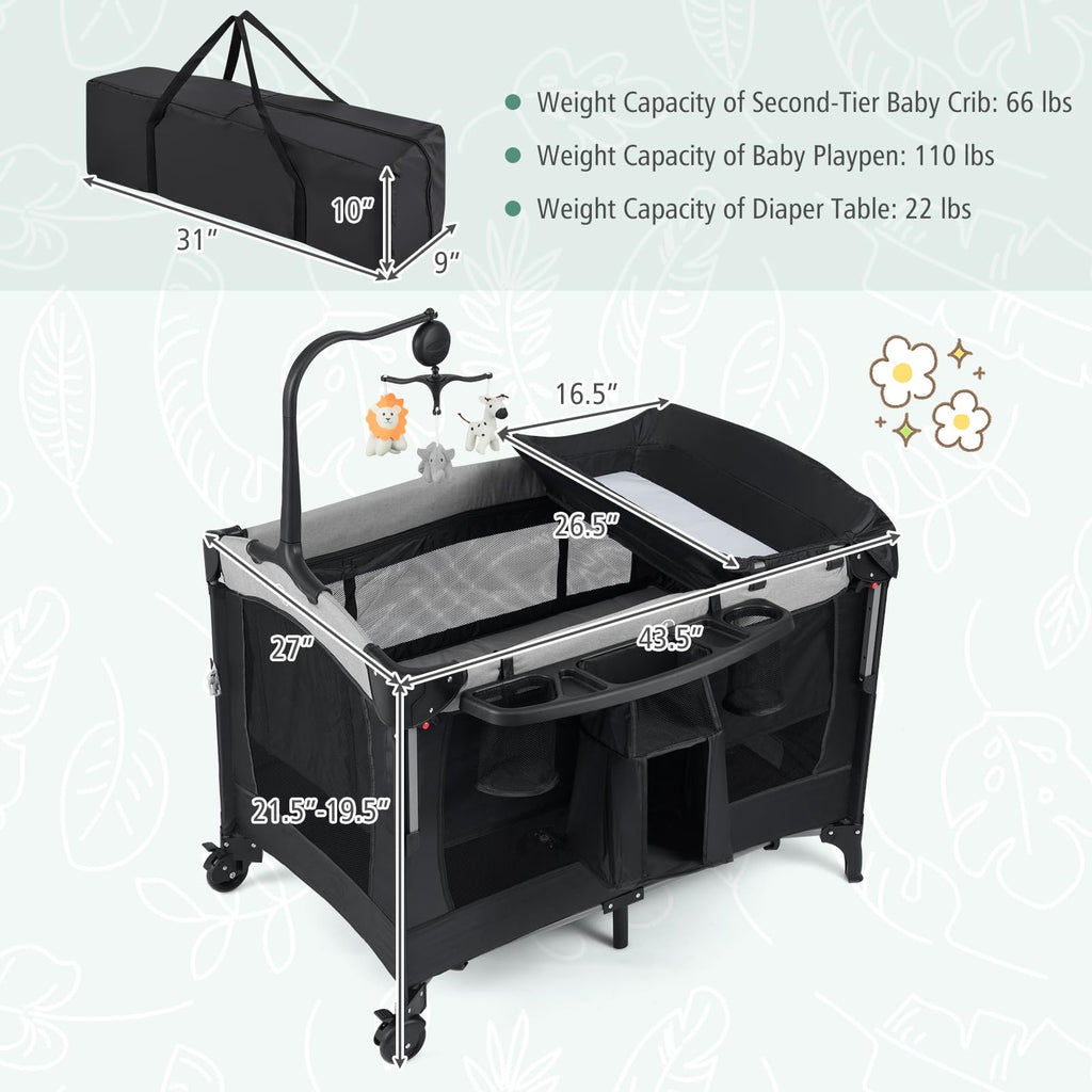 5-in-1 Pack and Play Bassinet Playard with Diaper Changer K678