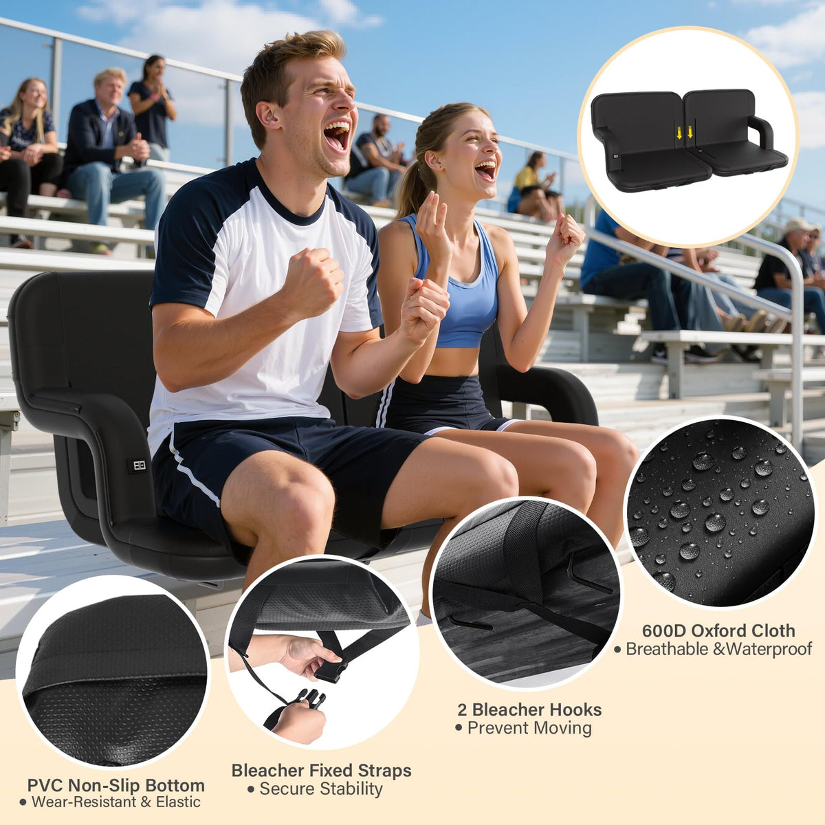 Heated Stadium Seat with Back Support V14303