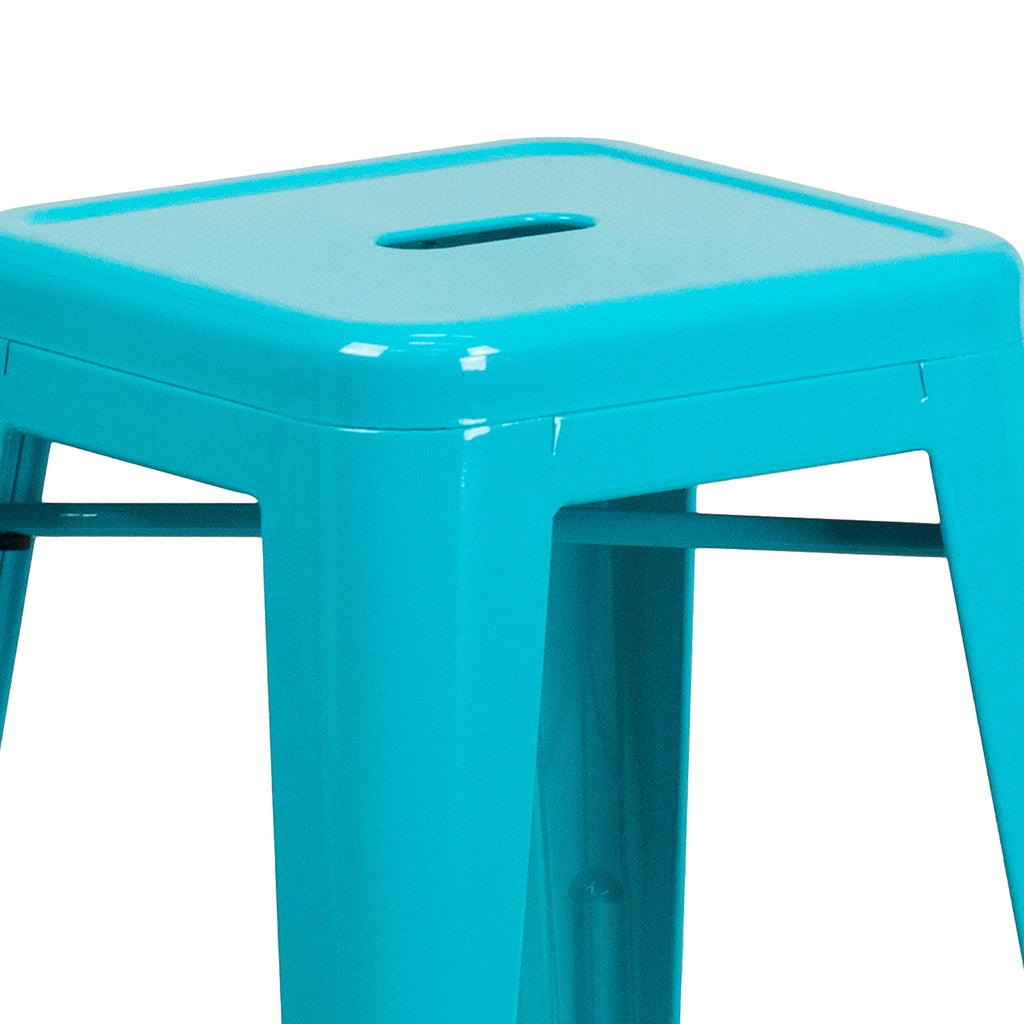 24" Teal Metal Backless Counter Height Stool X20485
