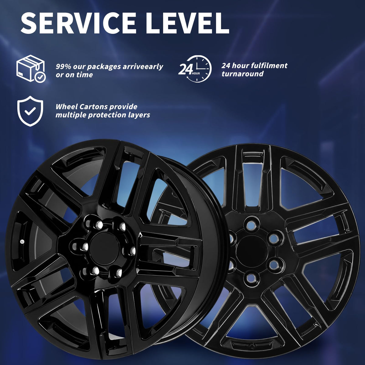 20" 20x9 Inch Gloss Black Aluminum Alloy Wheel Rim S635