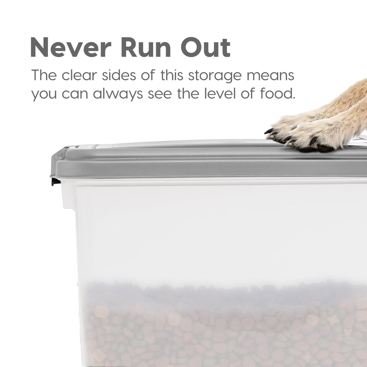 Dog Food Storage Container, Up to 30+11 lbs, Gray C30281