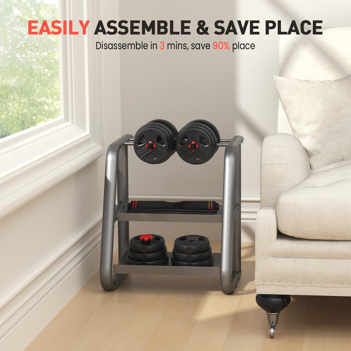 Adjustable Dumbbell Set 20/30/40/60/80 lb Free Weight Set A6158