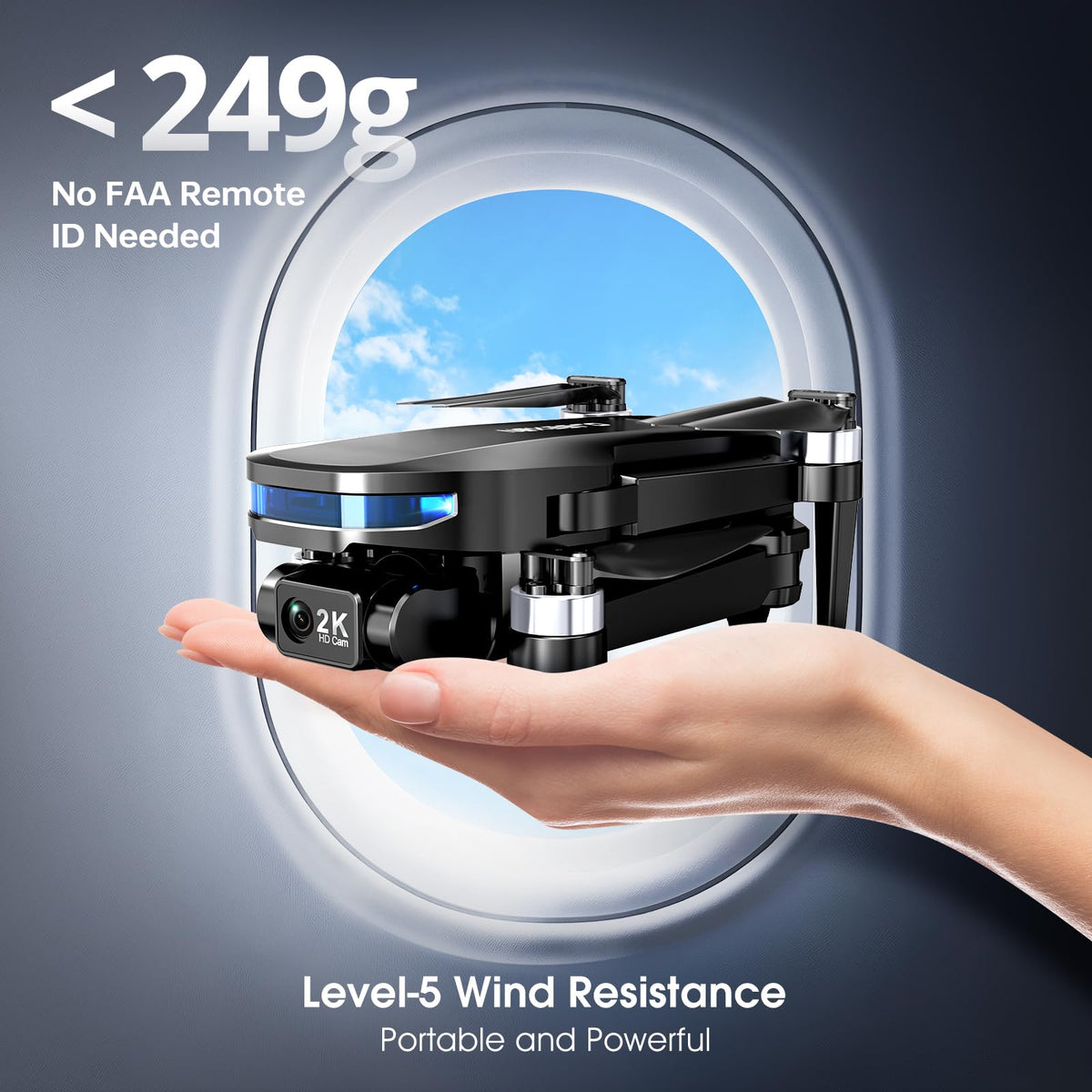 GPS Drone with EIS 2K Camera, 7.22 inch Screen, 64 Mins Flight, Foldable RC Drone H5772