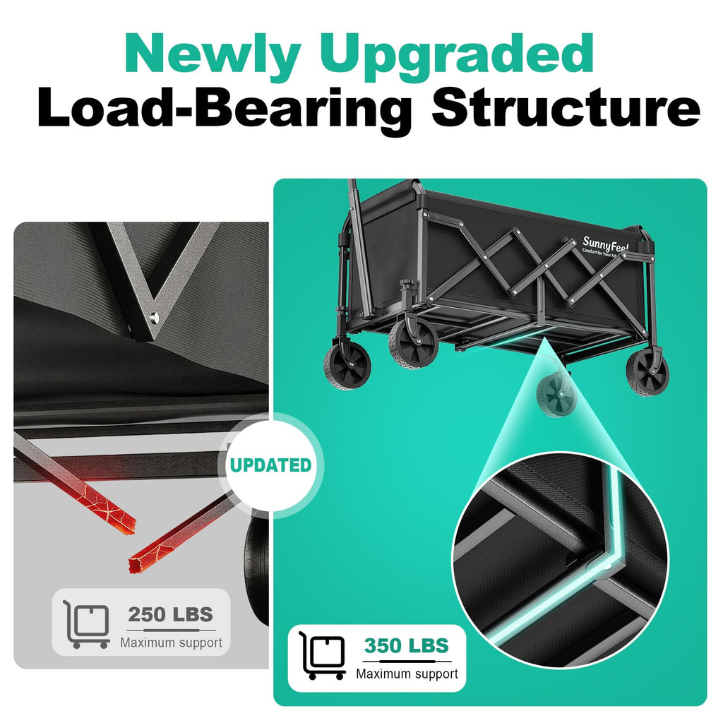 Lightweight Folding Wagon Cart, Black T76820