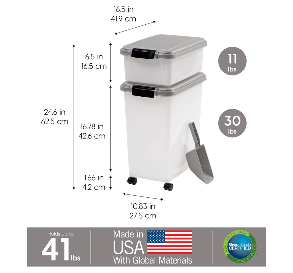 Dog Food Storage Container, Up to 30+11 lbs, Gray C30281