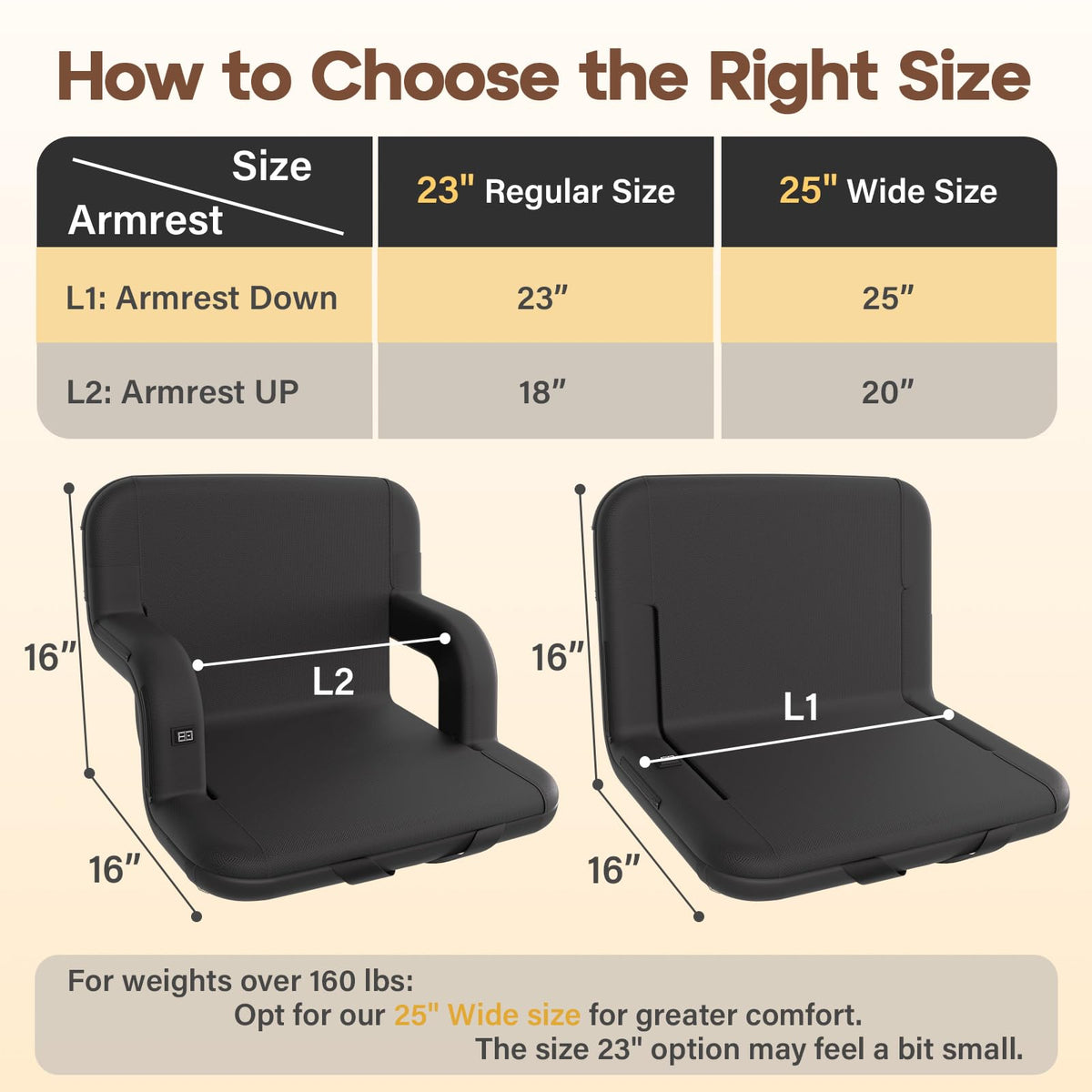 Heated Stadium Seat with Back Support V14303