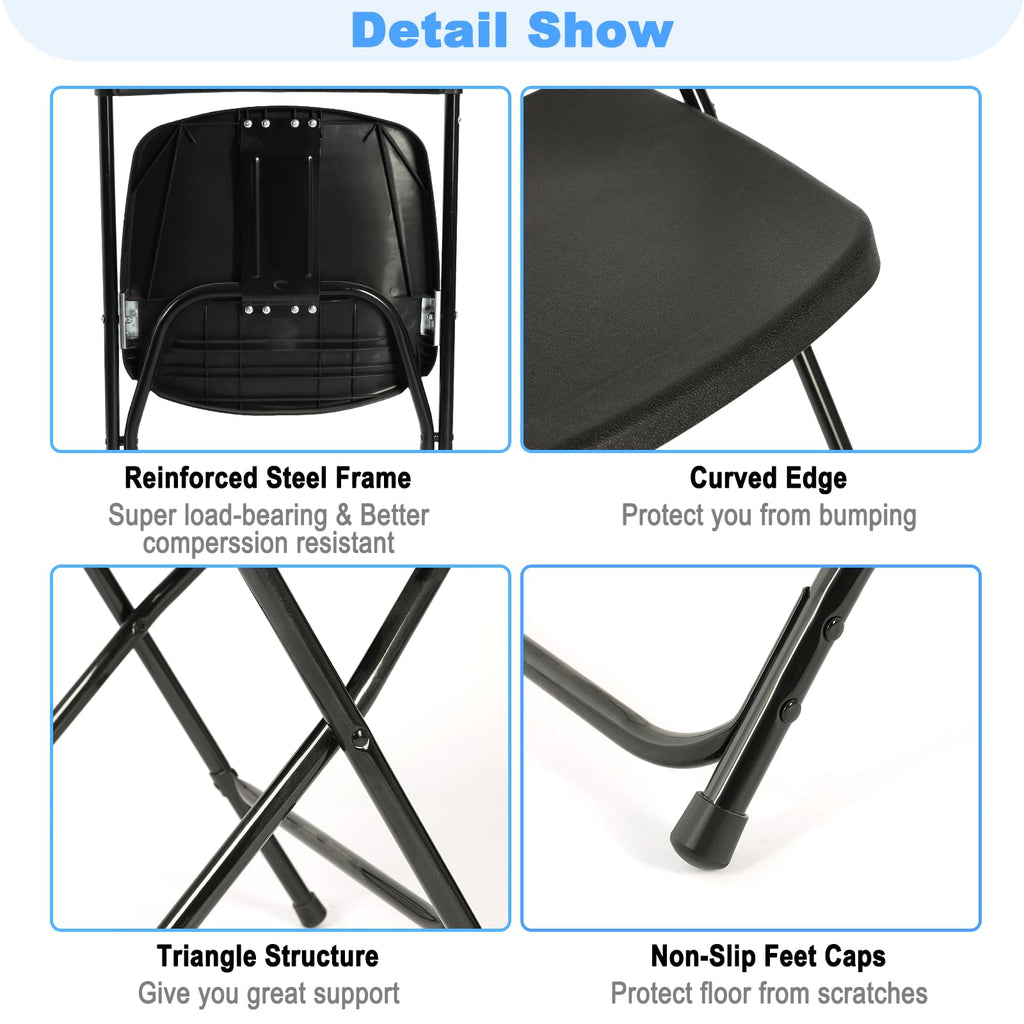 Black 100 Pack Plastic Folding Chairs with Steel Frame I380735