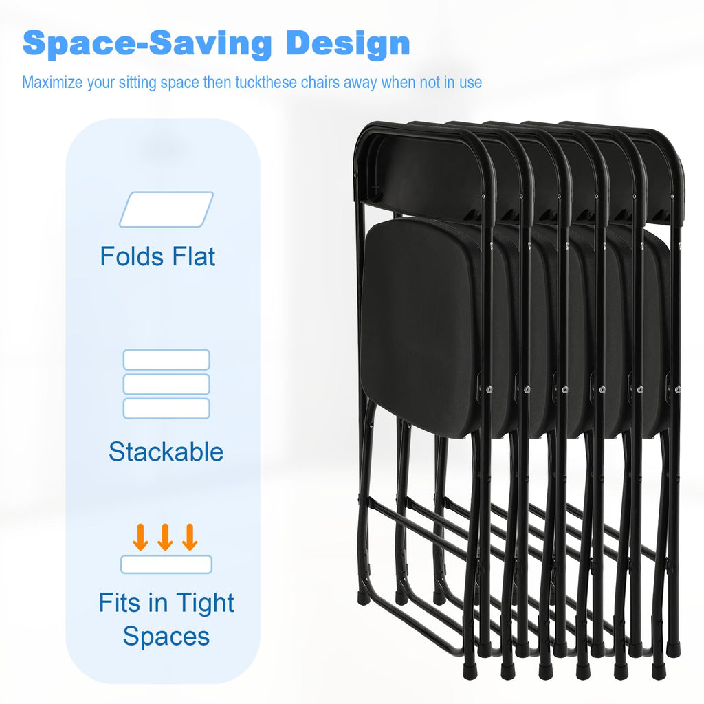 Black 100 Pack Plastic Folding Chairs with Steel Frame I380735